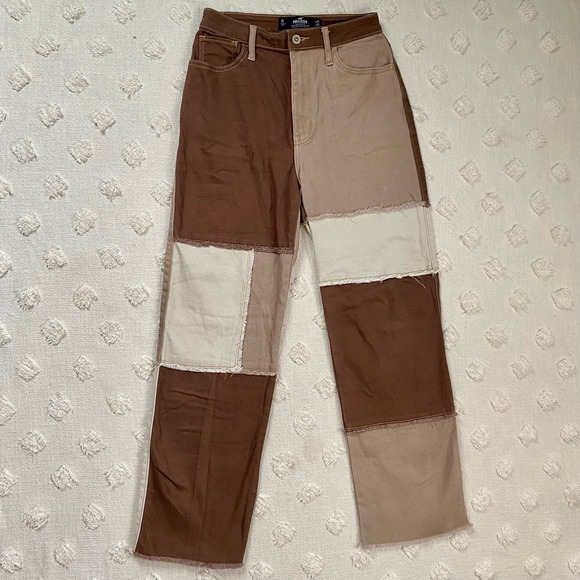 Hollister Ultra High Waisted Patched Denim Dad Jean Brown  Women’s Size 25 - Picture 4 of 9
